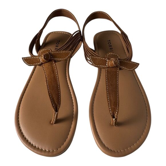 Torrid Tan Bow Thong Sandals Women’s Size 9 Faux Leather Slingback flats - Picture 1 of 7